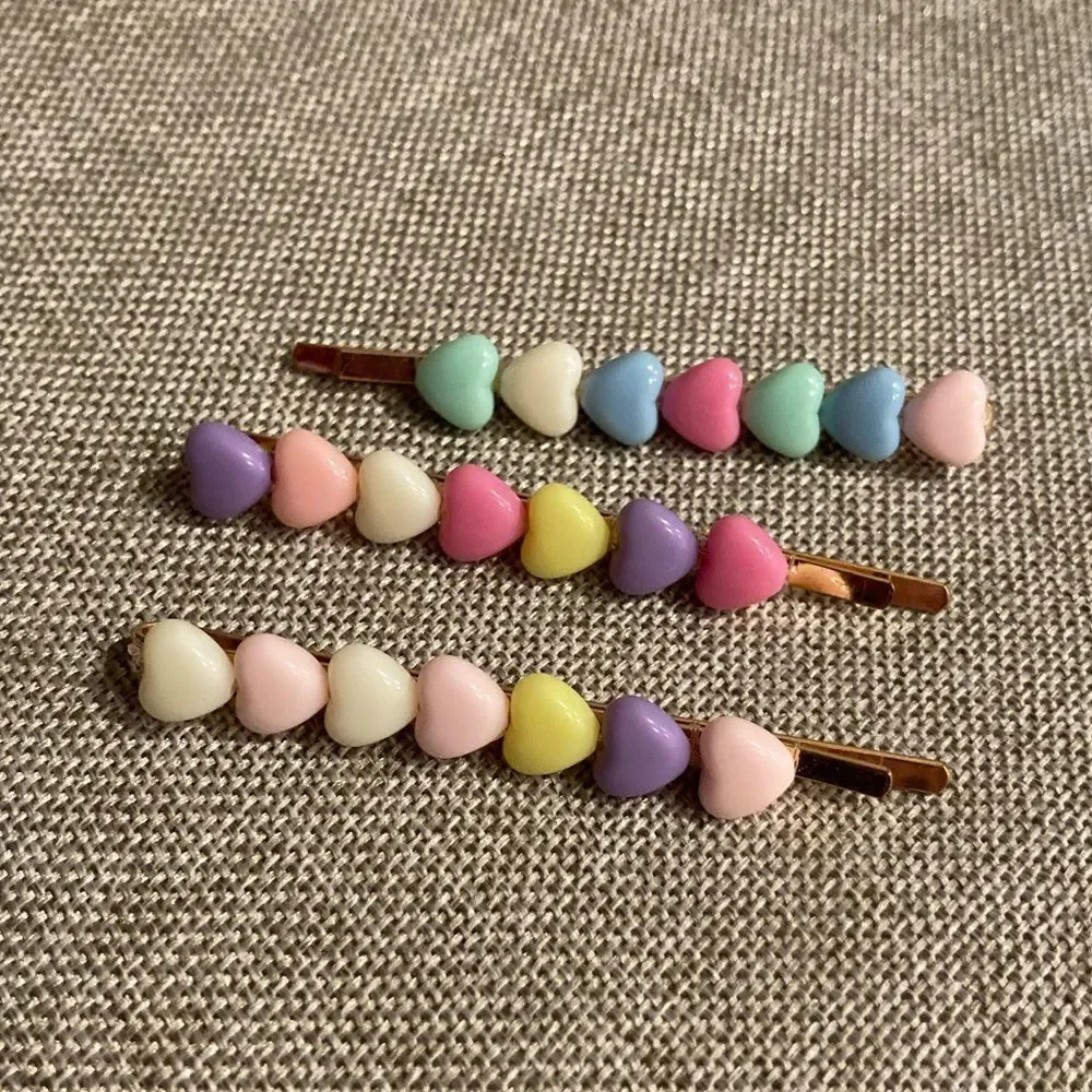 Pastel Hearts Hair Clips